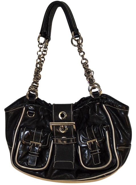 Prada Black  Cream Leather Shoulder Bag