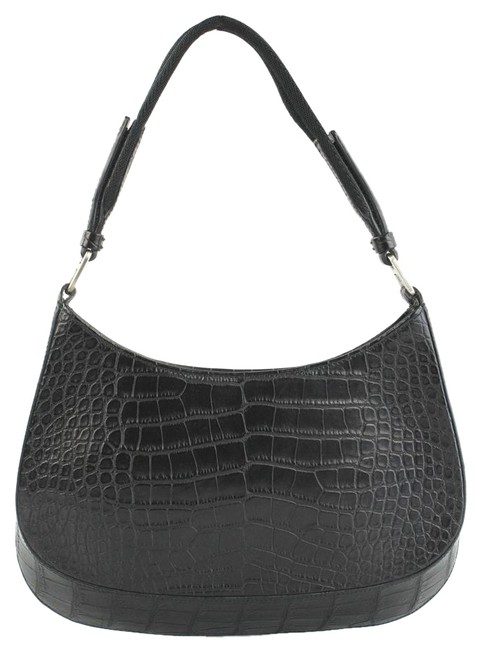 Prada Black Crocodile Embossed Leather Shoulder Bag
