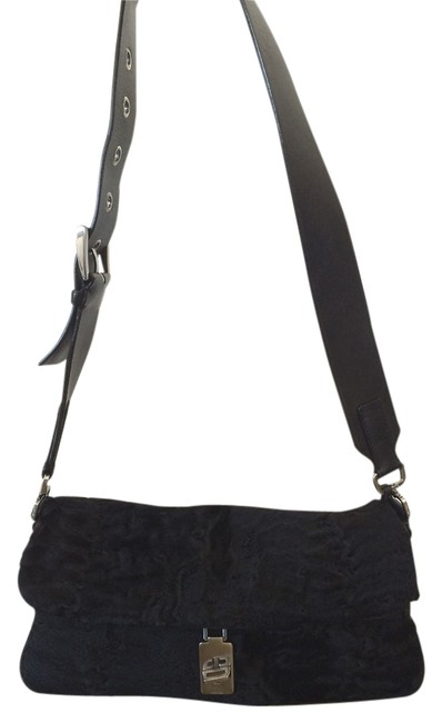 Prada Black Faux Fur Shoulder Bag