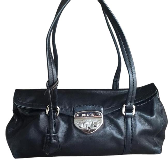 Prada Black Lambskin Leather Shoulder Bag