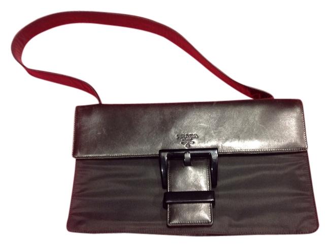Prada Black Leather and Fabric Shoulder Bag