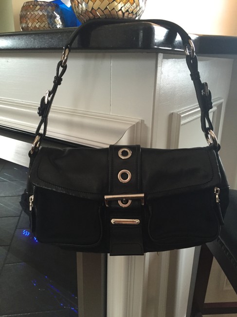Prada Black Leather Mix Not Sure Of The Other Material Vinyl? Shoulder Bag