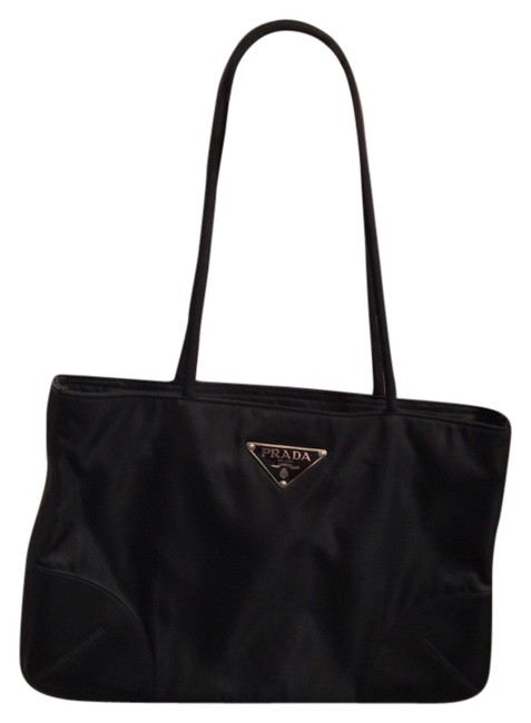 Prada Black Leather Trimmed Shoulder Bag