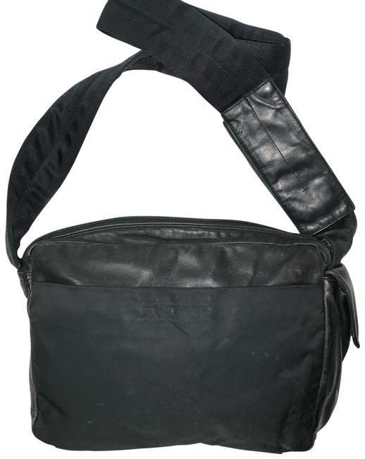 Prada Black Leather with Nylon Shoulder Bag