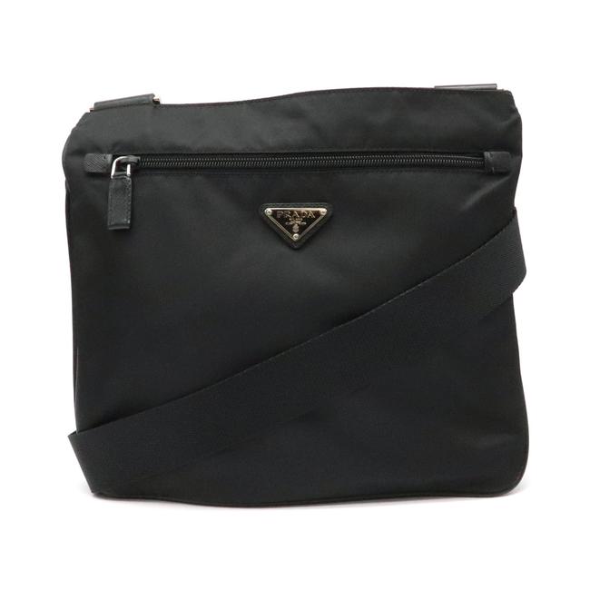 Prada Black  Nero Nylon  Leather Shoulder Bag