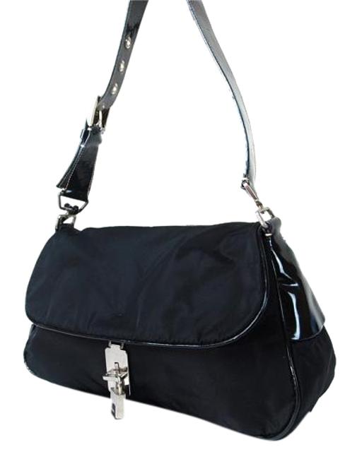 Prada Black Nylon Canvas Leather Shoulder Bag