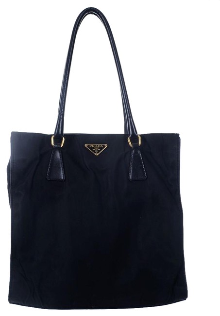 Prada Black Nylon Leather Handle Purse Shoulder Bag