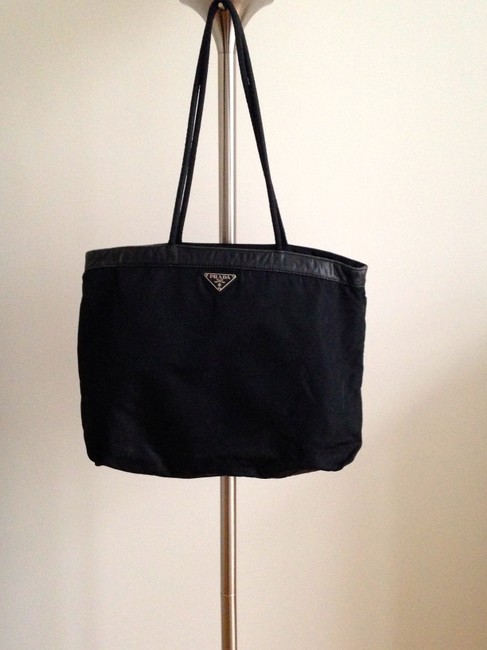 Prada Black Nylon Leather Trim Shoulder Bag
