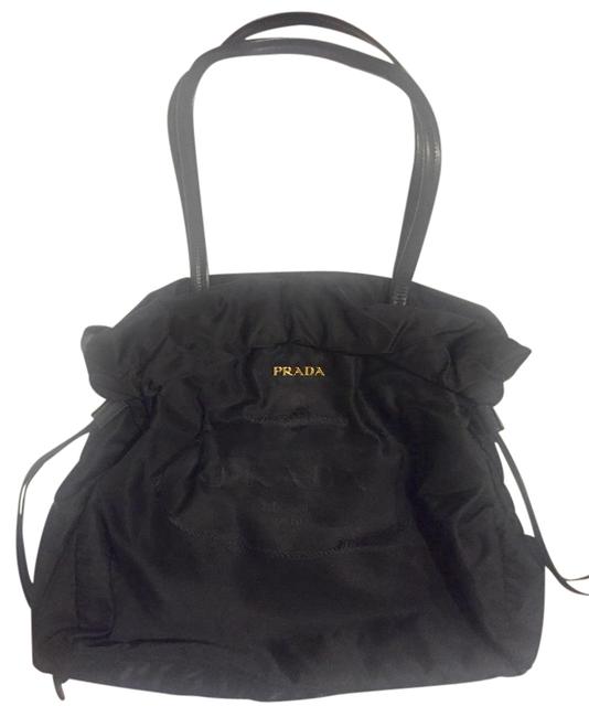 Prada Black Nylon with Leather Shoulder Bag