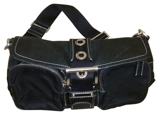 Prada Black Nylon with Leather Top and Trim. Shoulder Bag