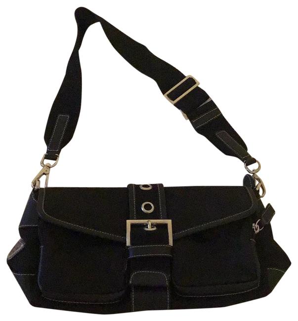 Prada Black Nylon with Leather Trim Shoulder Bag