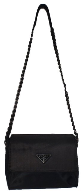 Prada Black NylonLeatherChain Shoulder Bag