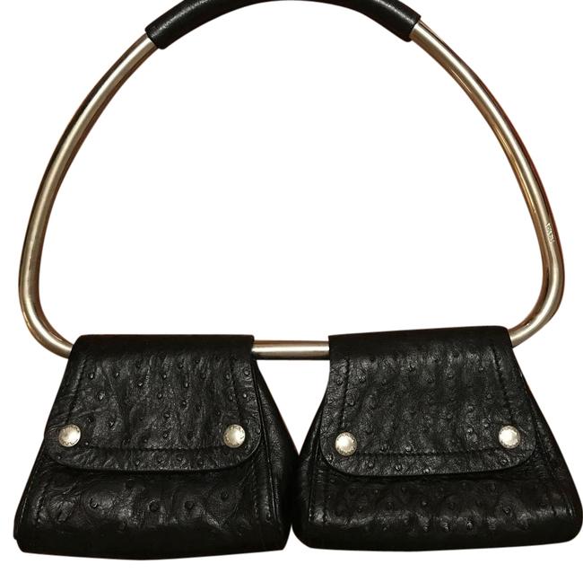 Prada Black Ostrich Leather Shoulder Bag