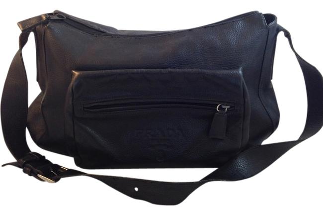 Prada Black Pebbled Leather Shoulder Bag