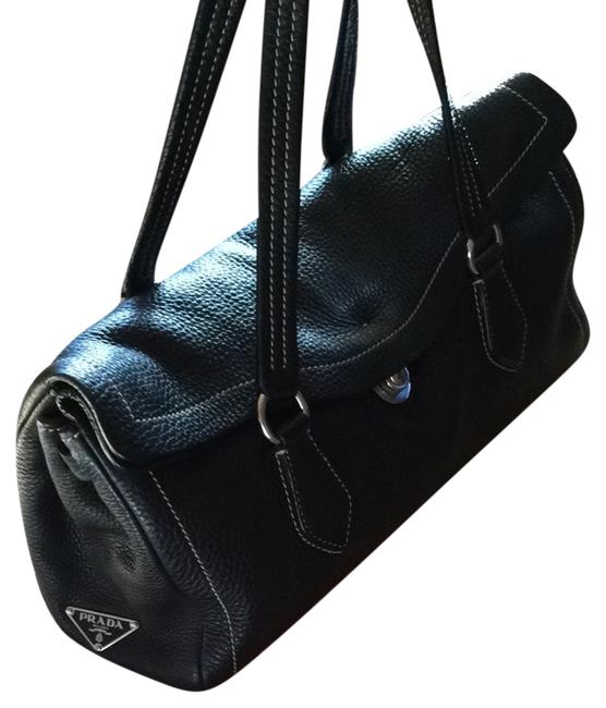 Prada Black Pebbled Soft Leather Shoulder Bag