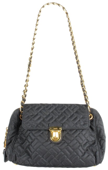 Prada Black Quilted Fabric Shoulder Bag
