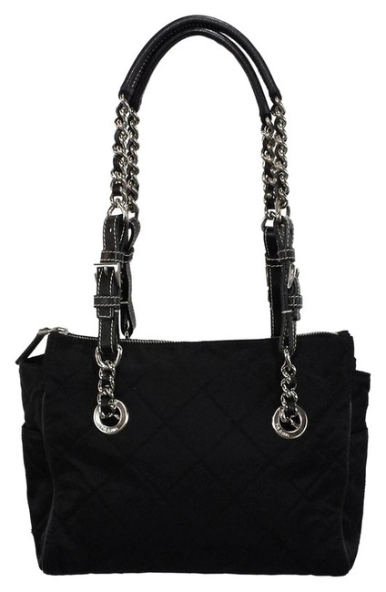 Prada Black Quilted Nylon and Leather Shoulder Bag