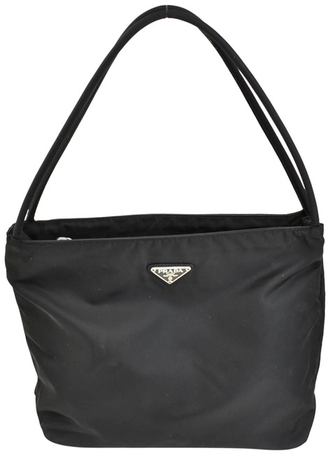 Prada Black Vela Nylon  Logo Pp Shoulder Bag