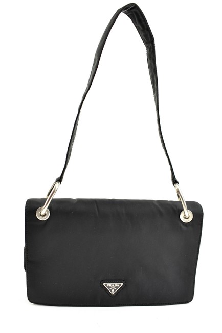 Prada Black Vela Nylon  Logo X Shoulder Bag