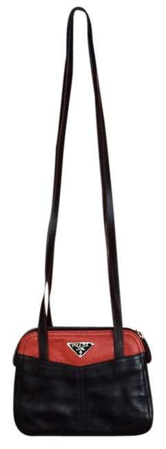 Prada BlackOrange Leather Shoulder Bag