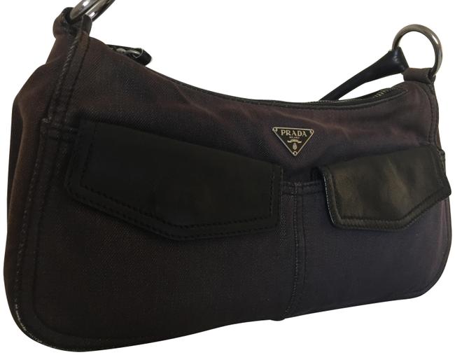 Prada Blue Leather and Denim Shoulder Bag