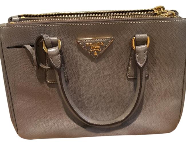 Prada Bn2316 Argilla Grey Saffiano Leather Shoulder Bag
