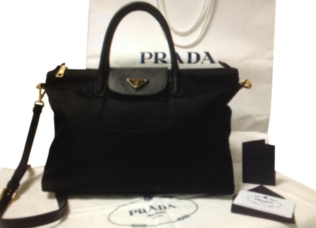Prada Bn2541 Black Nylon Tessuto Saffiano Shoulder Bag