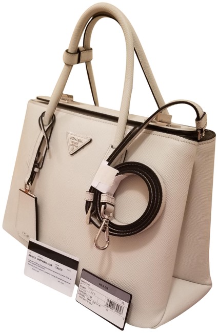 Prada Bn2823 Chalk White Saffiano Leather Shoulder Bag