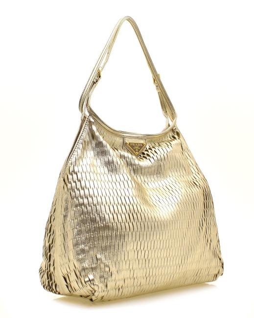 Prada Hobo Borsa A Mano Gold Leather Shoulder Bag