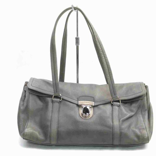 Prada Boston 860059 Gray Leather Shoulder Bag