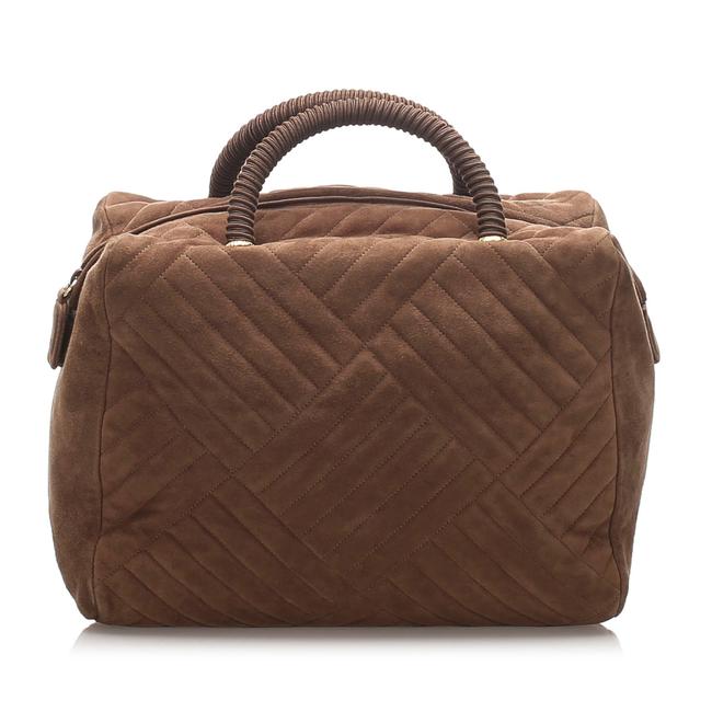 Prada Boston Brown Leather Shoulder Bag