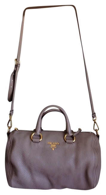 Prada Vitello Daino Boston Beige Clemence Leather Shoulder Bag