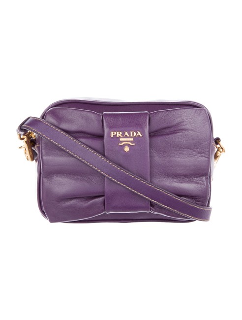 Prada Crossbody Bow Purple Leather Shoulder Bag
