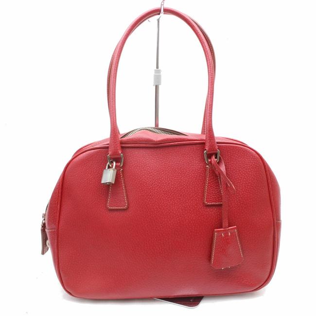 Prada Bowler 869650 Red Leather Shoulder Bag
