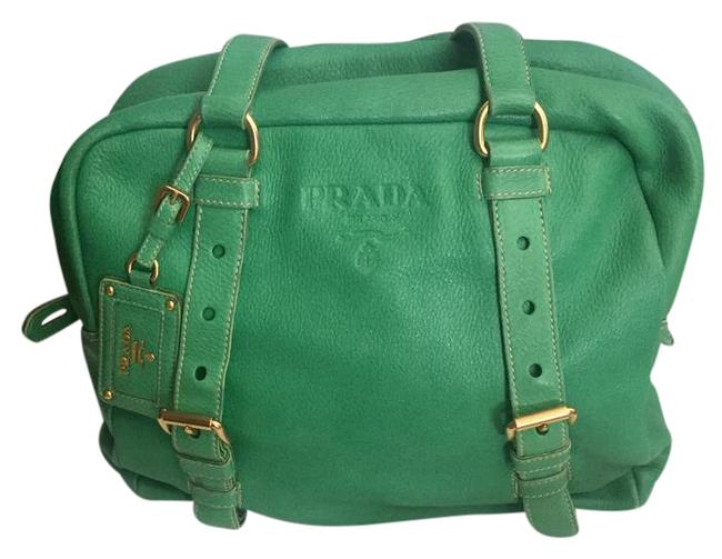 Prada Bowler Green Calfskin Leather Shoulder Bag