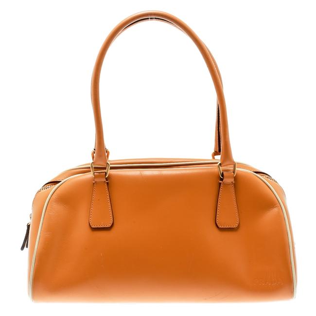 Prada Bowler Orange Leather Shoulder Bag