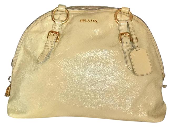 Prada Bowler Tan Patent Leather Shoulder Bag