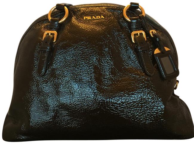 Prada Bowling Shiny Black Leather Shoulder Bag
