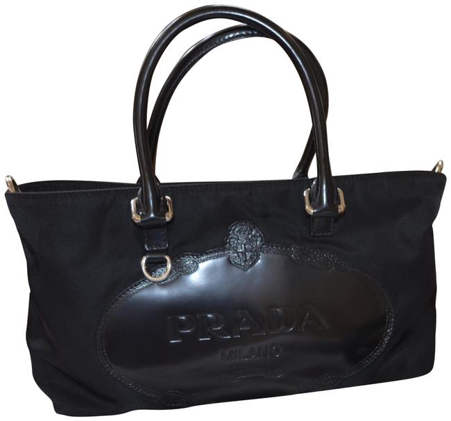 Prada Br 3228 2 way Balck Nylon and Leather Shoulder Bag