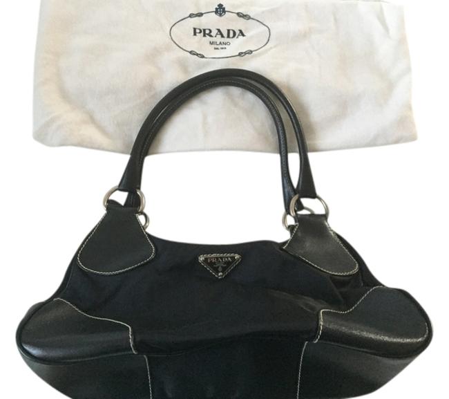 Prada Br1201 Black Fabric and Leather Shoulder Bag