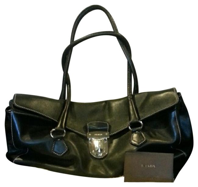Prada Br1254 Black Leather Shoulder Bag