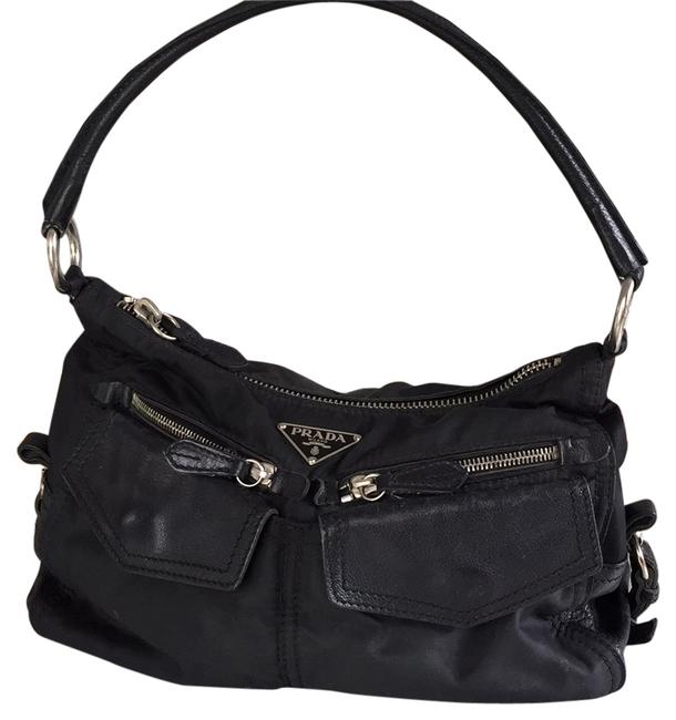 Prada Br1442 Vinyl and Leather Shoulder Bag