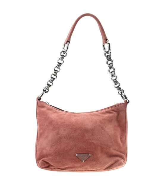 Prada Br2601 Scamosciato Chain 184306 Pink Suede Shoulder Bag