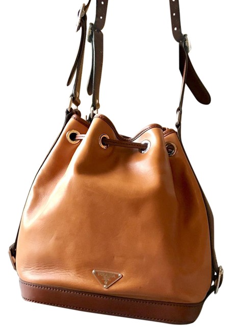 Prada Hobo Br2994 Tan Leather Shoulder Bag