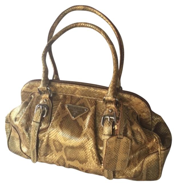 Prada Br3509 Pitone Oro Gold Python Shoulder Bag