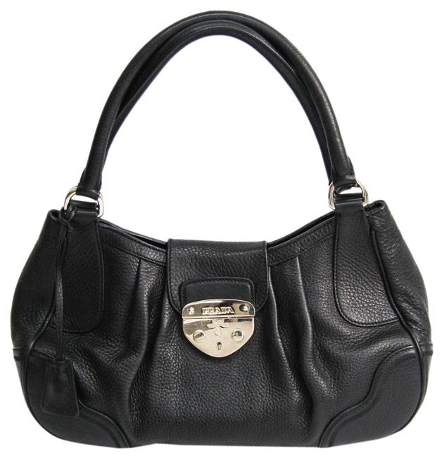 Prada Br3593 Womens Black Leather Shoulder Bag