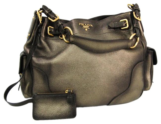 Prada Br3778 Womens Bronze Leather Shoulder Bag