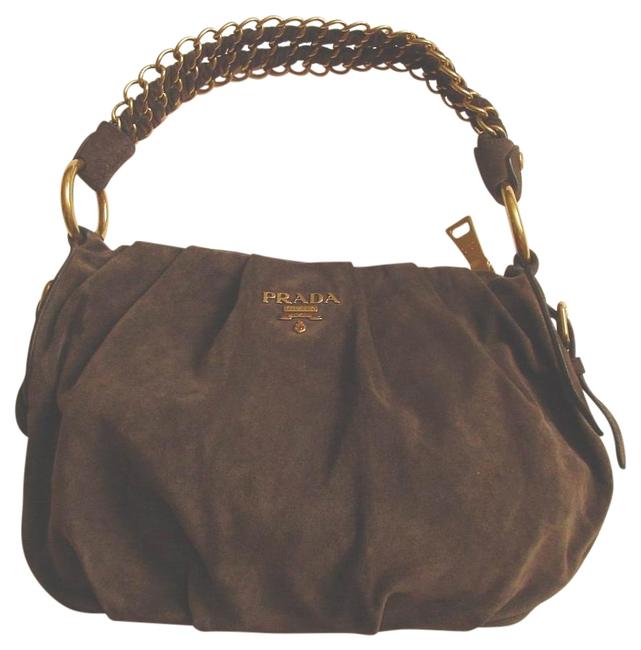 Prada Br4243 Scamosciato GreyGrafite Suede Shoulder Bag