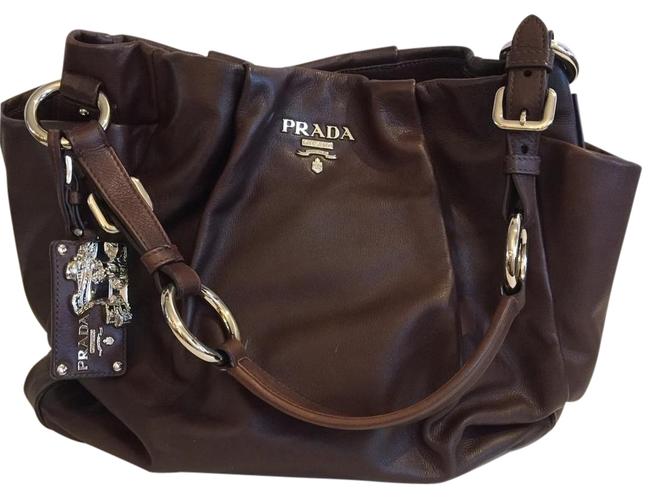 Prada Briwn Leather Shoulder Bag