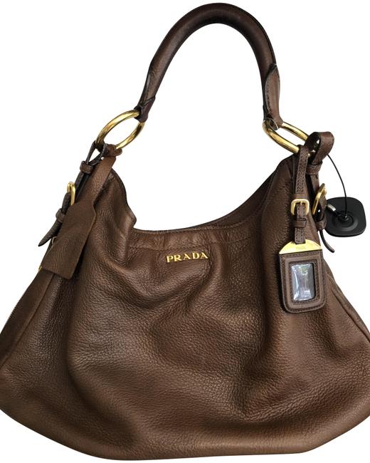 Prada Brown Deerskin Leather Shoulder Bag